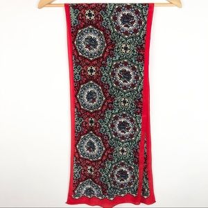Ginnie Johansen Vibrant Silk Red, Blue, and Light Green Scarf